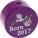 Perlina con motivo "Born 2017" : viola viola