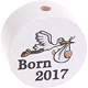 Perlina con motivo "Born 2017" : bianco - nero