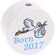 Perlina con motivo "Born 2017" : bianco - azzurro cielo