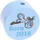 Perlina con motivo "Born 2018" : azzurro bambino
