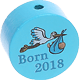 Perlina con motivo "Born 2018" : turchese chiaro