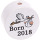 Perlina con motivo "Born 2018" : bianco - nero