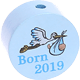 Perlina con motivo "Born 2019" : azzurro bambino