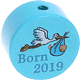 Perlina con motivo "Born 2019" : turchese chiaro