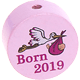 Perlina con motivo "Born 2019" : rosa