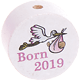 Perlina con motivo "Born 2019" : bianco - bambino rosa