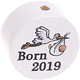 Perlina con motivo "Born 2019" : bianco - nero