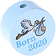 Perlina con motivo "Born 2020" : azzurro bambino