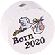 Perlina con motivo "Born 2020" : bianco - nero
