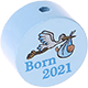 Perlina con motivo "Born 2021" : azzurro bambino