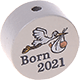 Perlina con motivo "Born 2021" : grigio chiaro