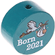 Perlina con motivo "Born 2021" : turchese