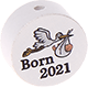 Perlina con motivo "Born 2021" : bianco - nero