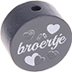 Motivperle "Broertje" (Niederländisch) : grau