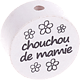 Motivperle "chouchou/chouchoutte de mamie" (Französisch) : weiß - schwarz