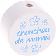 Motivperle "chouchou/chouchoutte de mamie" (Französisch) : weiß - skyblau