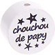 Motivperle "chouchou/chouchoutte de papy" (Französisch) : weiß - schwarz