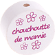 Motivperle "chouchou/chouchoutte de mamie" (Französisch) : weiß - dunkelpink