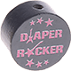 Perlina con motivo "diaper rocker" : grigio - rosa bambino