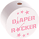Perlina con motivo "diaper rocker" : bianco - bambino rosa