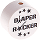 Perlina con motivo "diaper rocker" : bianco - nero