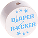 Perlina con motivo "diaper rocker" : bianco - azzurro cielo