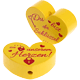 Perlina a forma di cuore con motivo "Du bist der Schlüssel.." : giallo