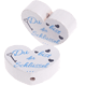 Perlina a forma di cuore con motivo "Du bist der Schlüssel.." : bianco - azzurro cielo