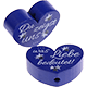 Perlina a forma di cuore con motivo "Du zeigst uns ... was Lieb" : blu scuro