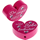 Perlina a forma di cuore con motivo "Du zeigst uns ... was Lieb" : rosa scuro