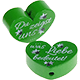 Perlina a forma di cuore con motivo "Du zeigst uns ... was Lieb" : verde