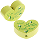 Perlina a forma di cuore con motivo "Du zeigst uns ... was Lieb" : limone