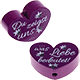 Perlina a forma di cuore con motivo "Du zeigst uns ... was Lieb" : viola viola