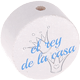 Motivperle "el rey de la casa" (Spanisch) : weiß - skyblau
