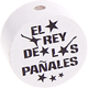 Motivperle "el rey de los panales" (Spanisch) : weiß - schwarz