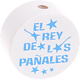 Motivperle "el rey de los panales" (Spanisch) : weiß - skyblau
