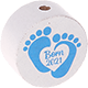 Perlina con motivo "Born 2021" : bianco - azzurro cielo