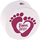 Perlina con motivo "Born 2021" : bianco - rosa scuro