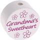 Perlina con motivo "grandma's sweetheart" : bianco - rosa scuro