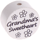 Perlina con motivo "grandma's sweetheart" : bianco - nero