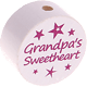 Perlina con motivo "grandpa's sweetheart" : bianco - rosa scuro