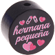 Motivperle "hermana pequeña" (Spanisch) : schwarz