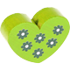 Perlina con motivo “Cuore con i fiori” : verde giallo