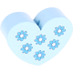 Perlina con motivo “Cuore con i fiori” : azzurro bambino