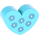 Perlina con motivo “Cuore con i fiori” : turchese chiaro