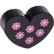 Perlina con motivo “Cuore con i fiori” : nero