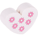 Perlina con motivo “Cuore con i fiori” : bianco - bambino rosa