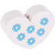 Perlina con motivo “Cuore con i fiori” : bianco - azzurro cielo