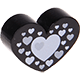 Perlina con motivo “Cuore con cuori” : nero