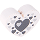Perlina con motivo “Cuore con cuori” : bianco - grigio